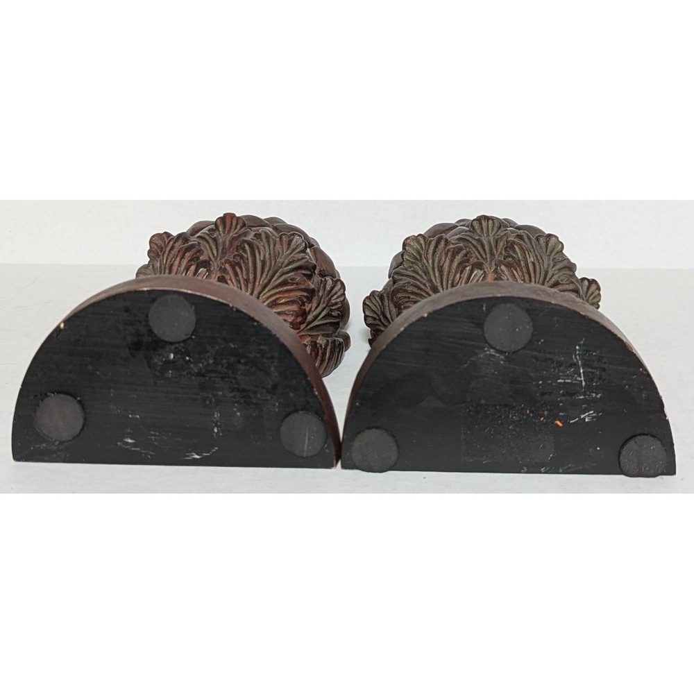 Classic Set Pineapple Bookends Stained Antique Brown Resin (2) 8 1/2" - Picture 14 of 14